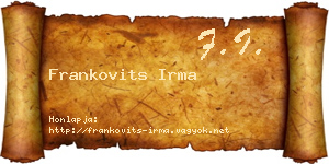 Frankovits Irma névjegykártya